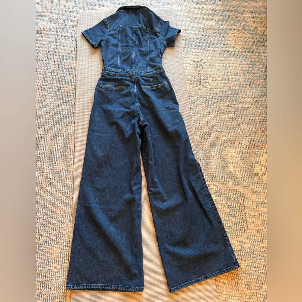 Good American Fit For Success Pleated Wide Leg jumpsuit in Indigo size xs/0 - Picture 9 of 9